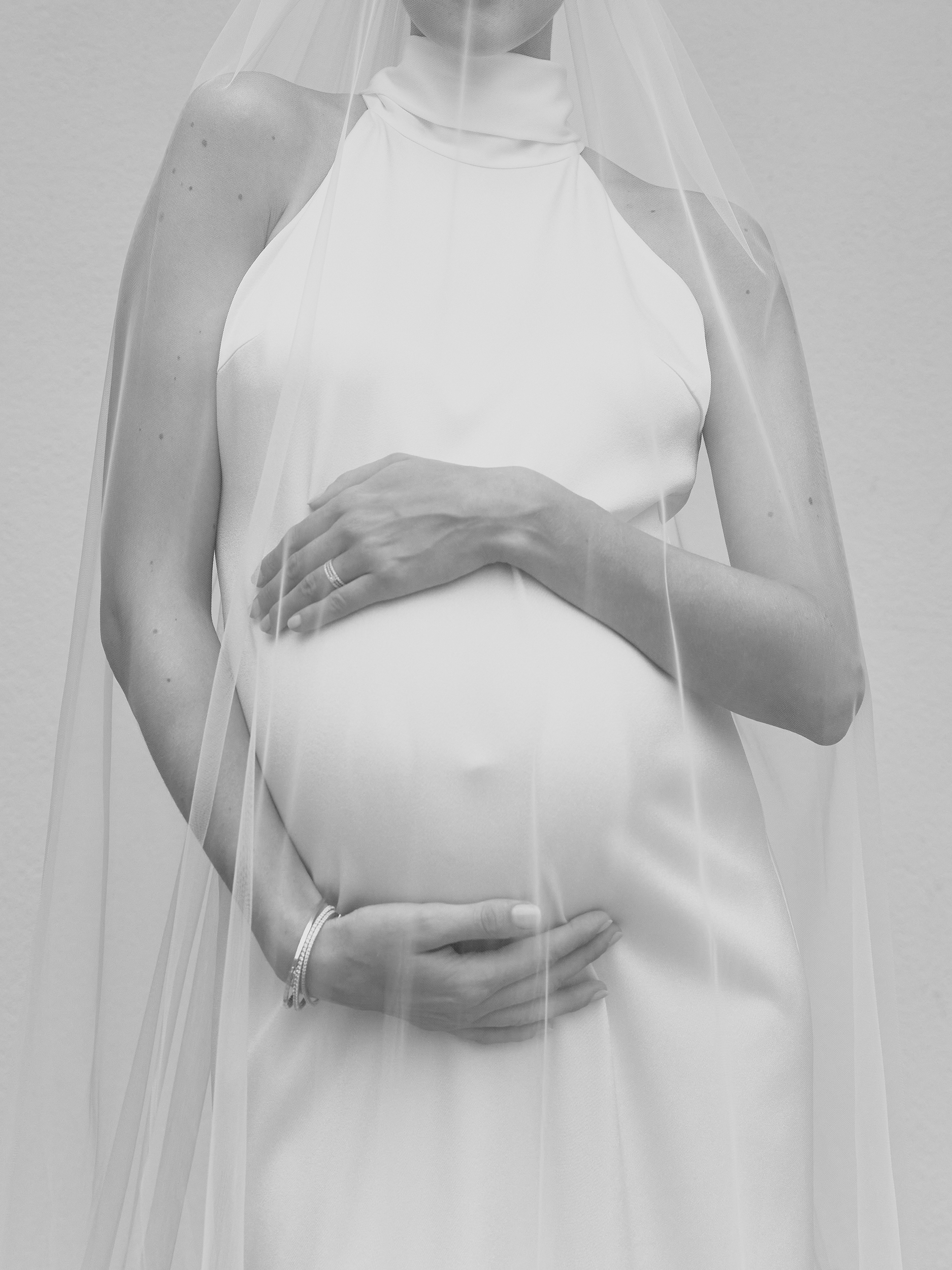 Kaviar Gauche Bridal Couture Pregnant Bride Pure Sky Dress Veil Kim Riekenberg